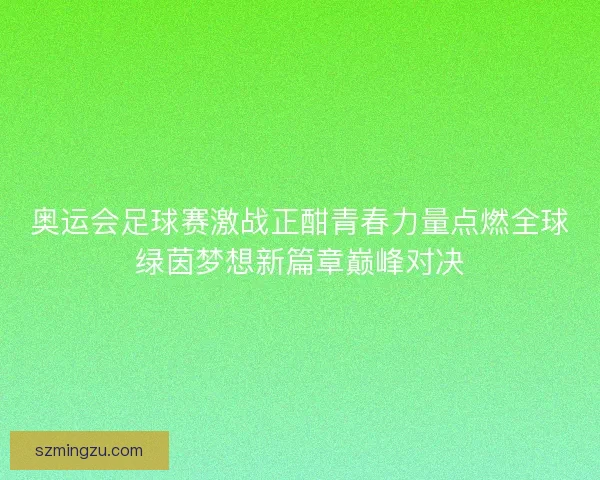 奥运会足球赛激战正酣青春力量点燃全球绿茵梦想新篇章巅峰对决