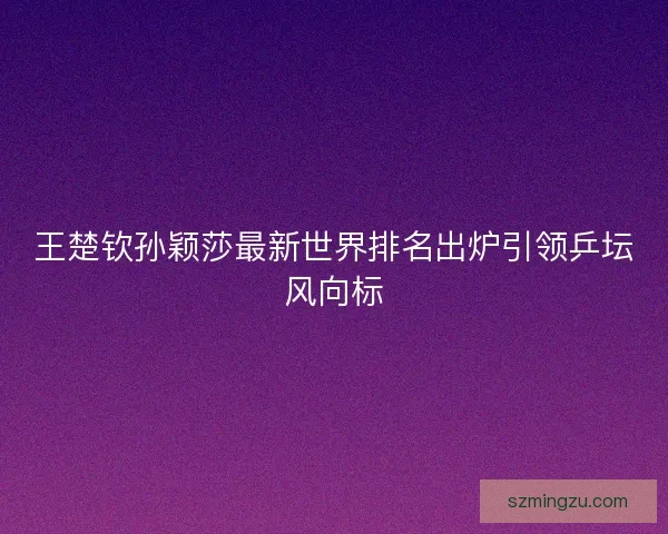 王楚钦孙颖莎最新世界排名出炉引领乒坛风向标