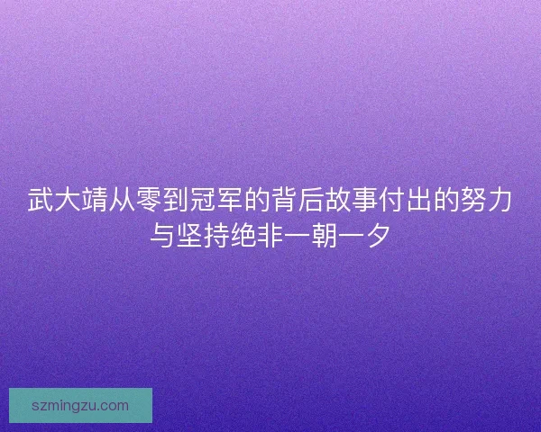 武大靖从零到冠军的背后故事付出的努力与坚持绝非一朝一夕