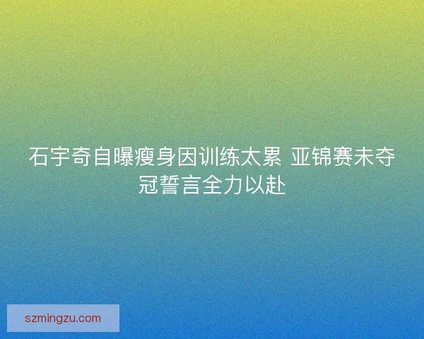 石宇奇自曝瘦身因训练太累 亚锦赛未夺冠誓言全力以赴 石宇奇自曝瘦身因训练太累 亚锦赛未夺冠誓言全力以赴