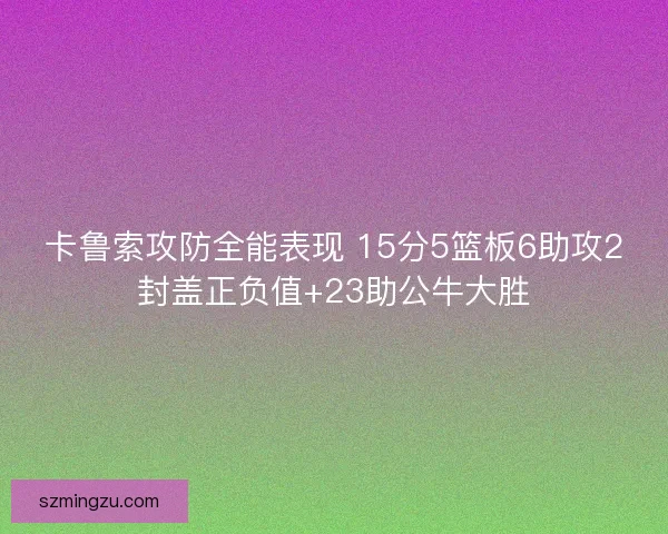 卡鲁索攻防全能表现 15分5篮板6助攻2封盖正负值+23助公牛大胜