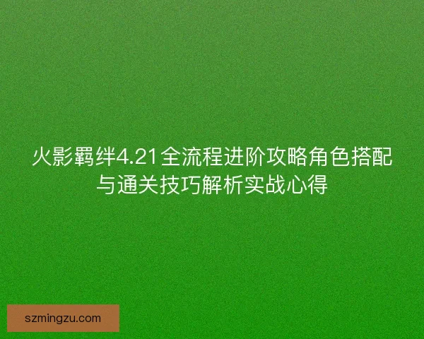 火影羁绊4.21全流程进阶攻略角色搭配与通关技巧解析实战心得 火影羁绊4.21全流程进阶攻略角色搭配与通关技巧解析实战心得